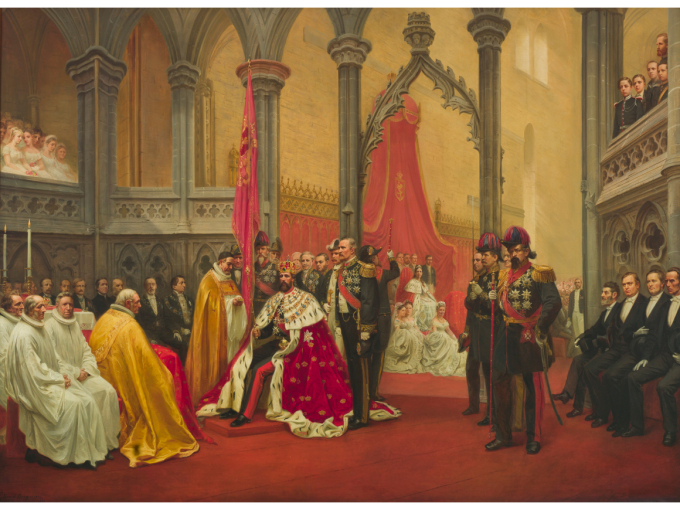 Kong Oscar 2. og Dronning Sophie ble kronet i Nidarosdomen 18. juli 1873. Foto: De kongelige samlinger